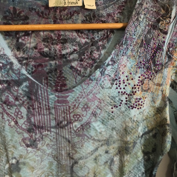 🍃 b. friends Long Sleeve Top Multicoloured with embellishment M - Picture 6 of 8